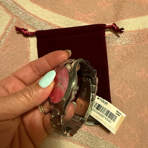 Michael Kors Pink and Silver Women's Watch - Picture 6 of 8